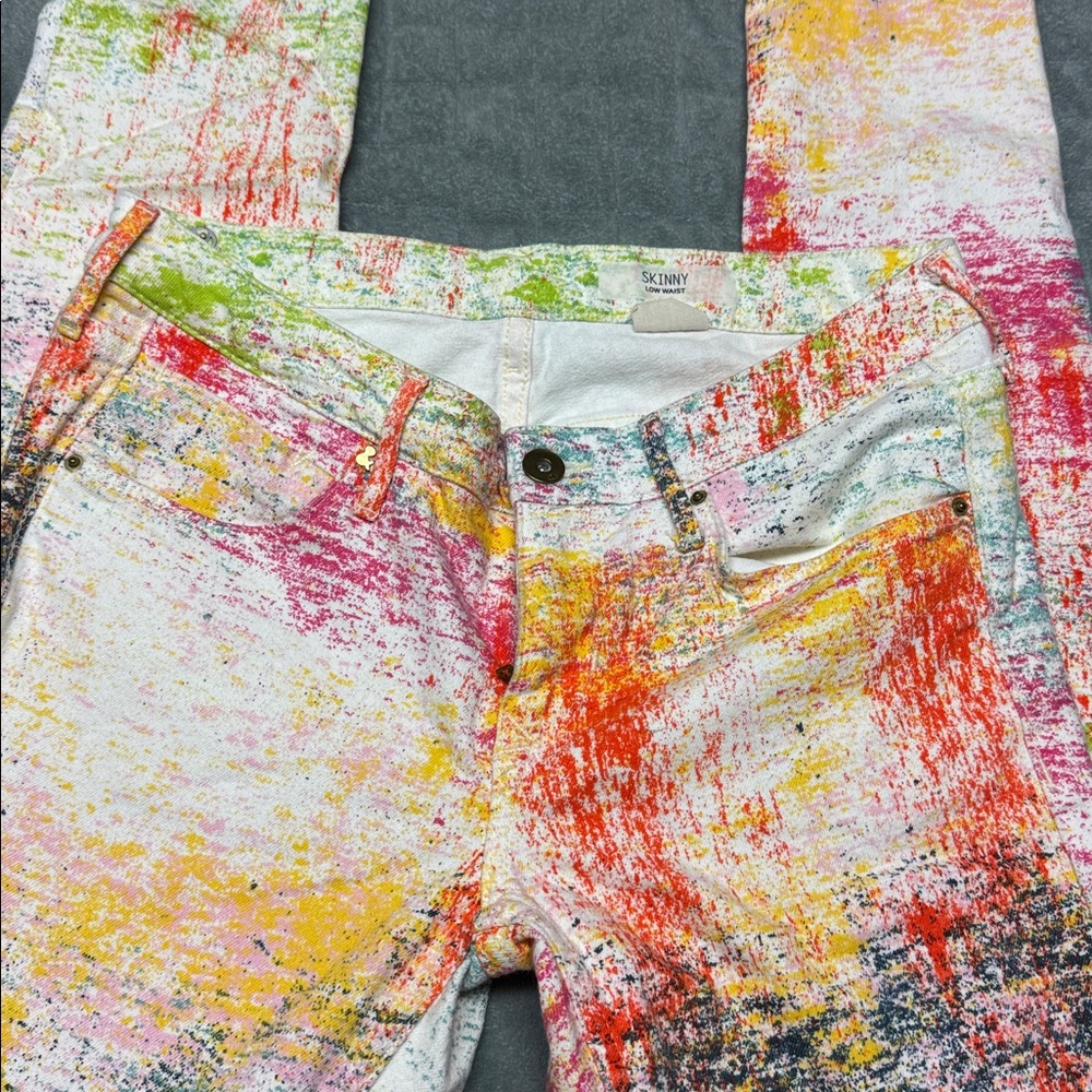 H&M Splatter Paint Skinny Jeans, Colorful, Denim, Size 28 - Picture 2 of 9